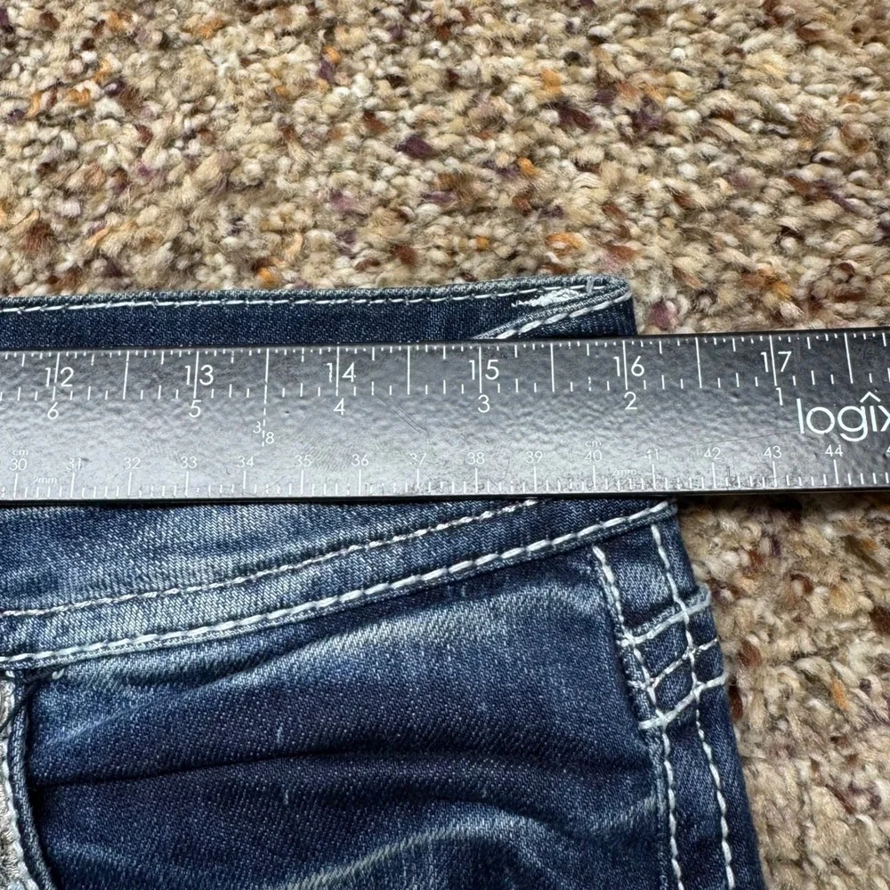 Grace in LA Easy‎ Fit Dark Wash Embellished Bootcut Jeans Size 28 Silver Bling